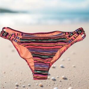 NWOT Victoria’s Secret Striped Multicolor low rise Bikini Bottom